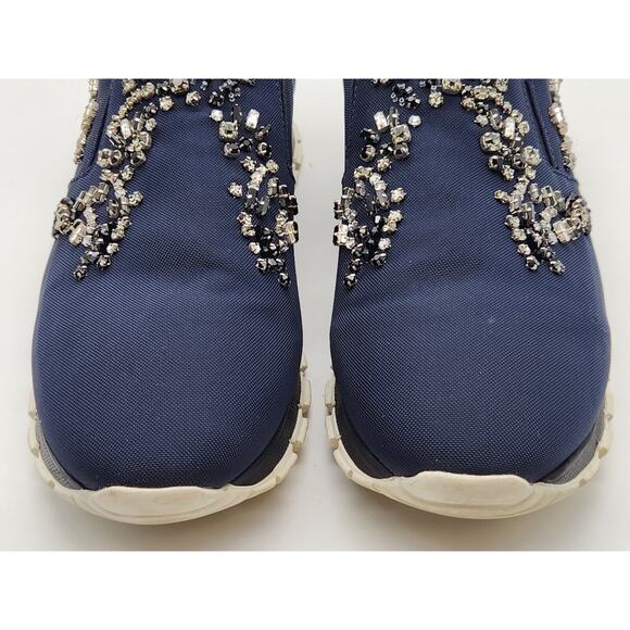 Prada Neoprene Crystal Slip On Blue Sneakers Size 41 - Picture 7 of 16